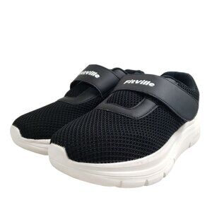 FitVille Womens Size 9.5 Wide Walking Shoes Black Mesh Slip-On Comfort Sneakers